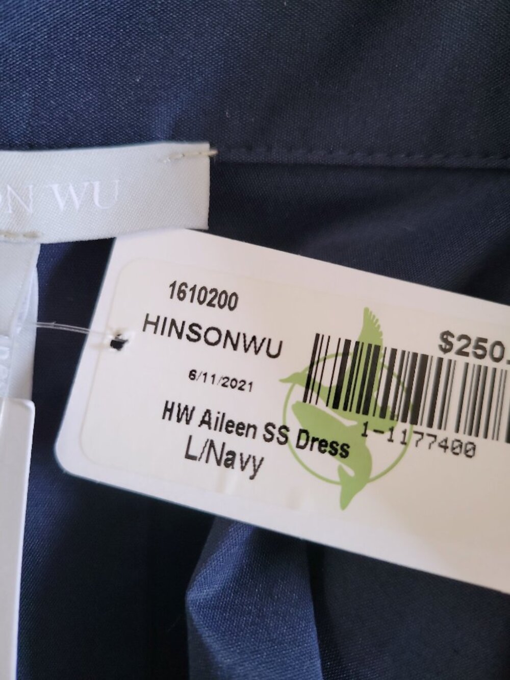 Hinson Wu NWT Navy Blue Aileen Short Sleeve Button Back Dress Women's Size L - Picture 11 of 13